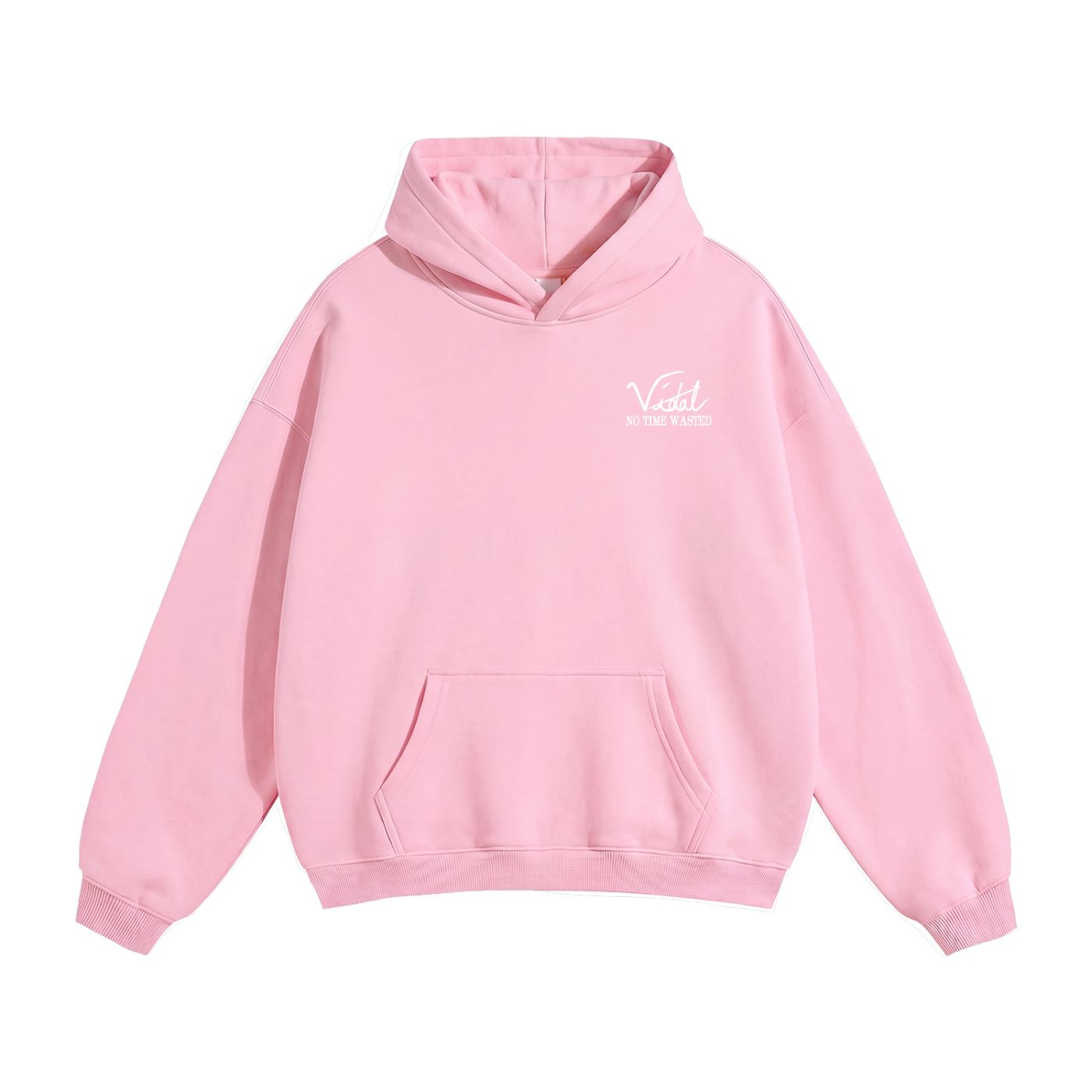 Vidal Oversize Fleeced Hoodie Front & Back White Print