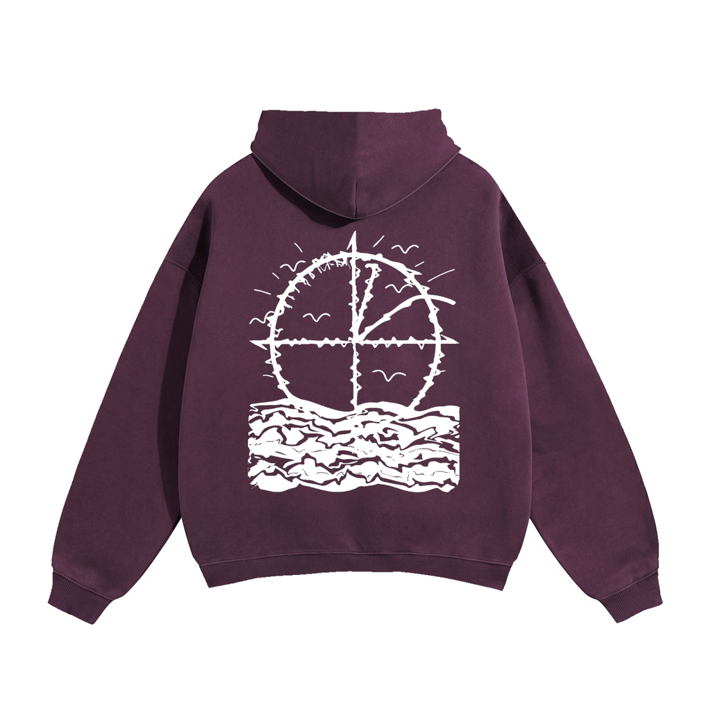 Vidal Oversize Fleeced Hoodie Front & Back White Print