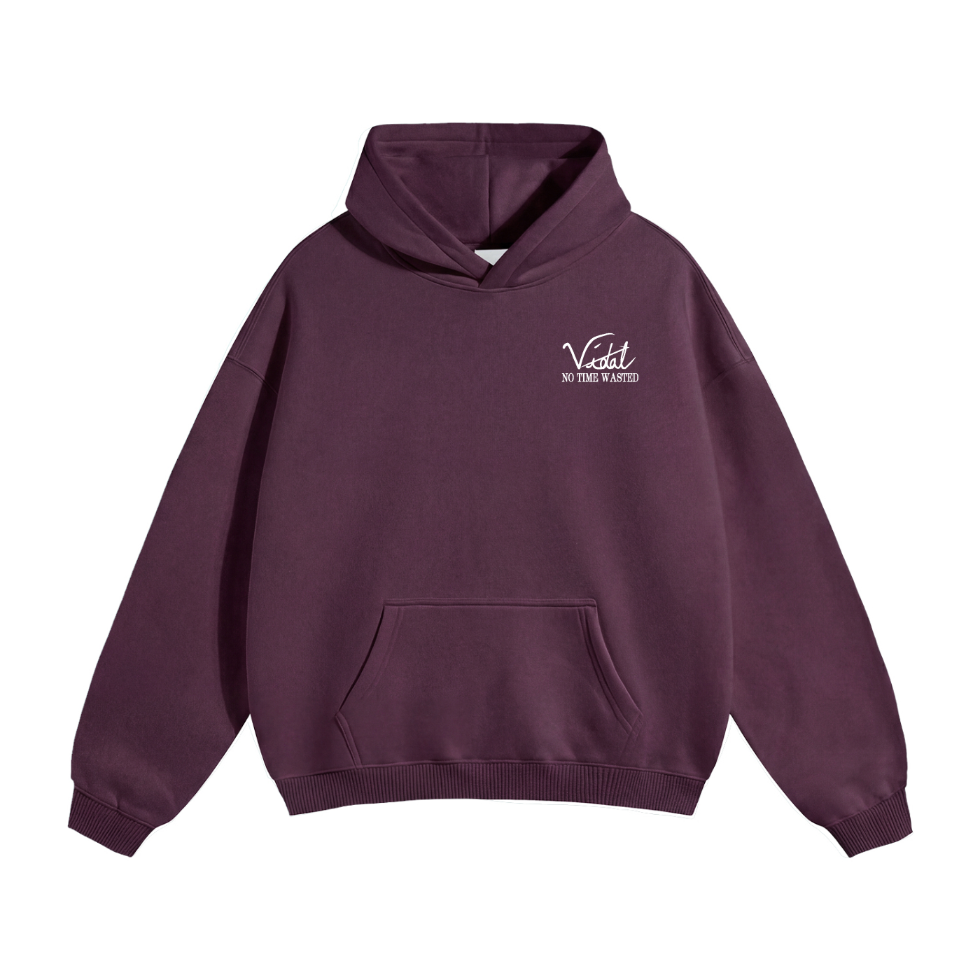 Vidal Oversize Fleeced Hoodie Front & Back White Print