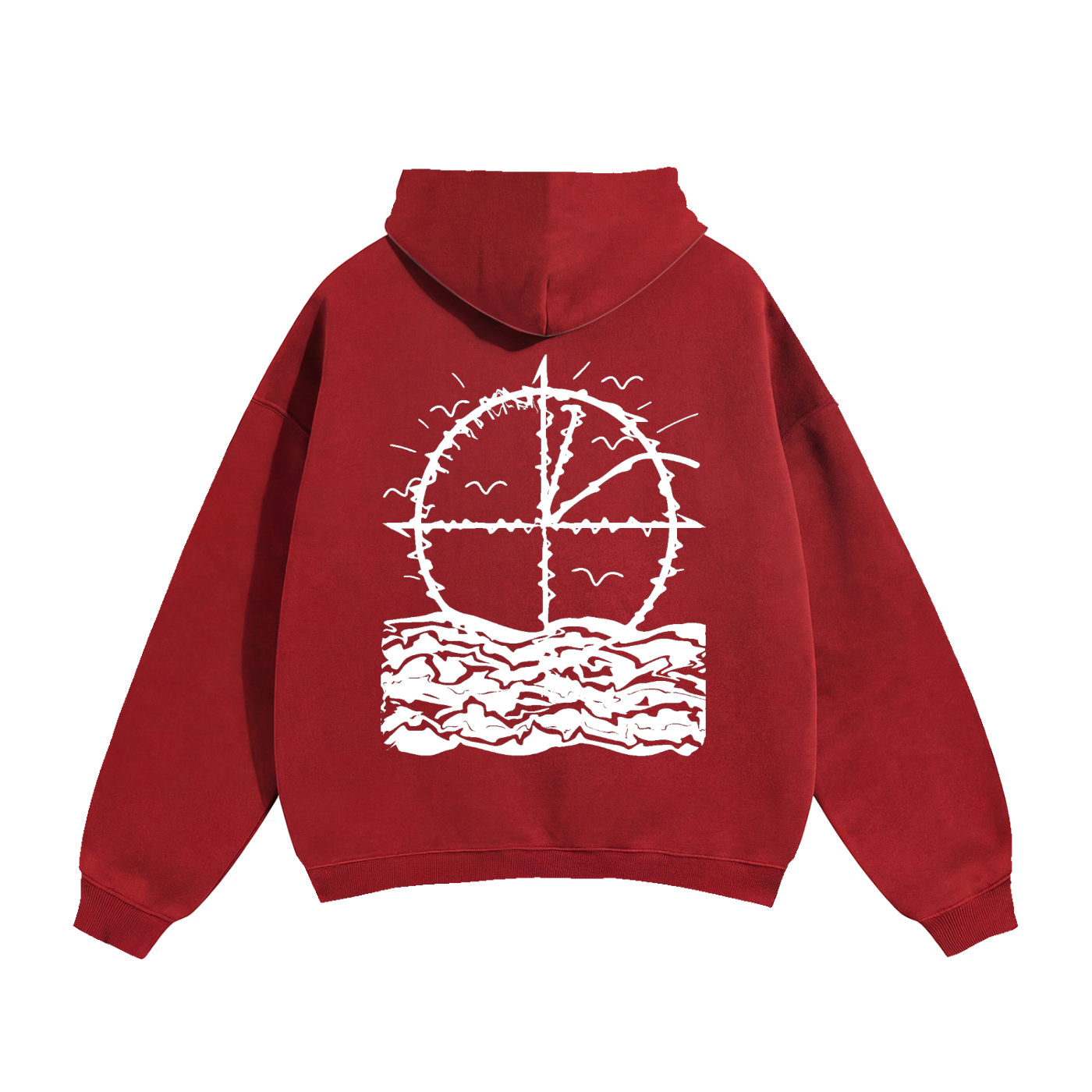 Vidal Oversize Fleeced Hoodie Front & Back White Print