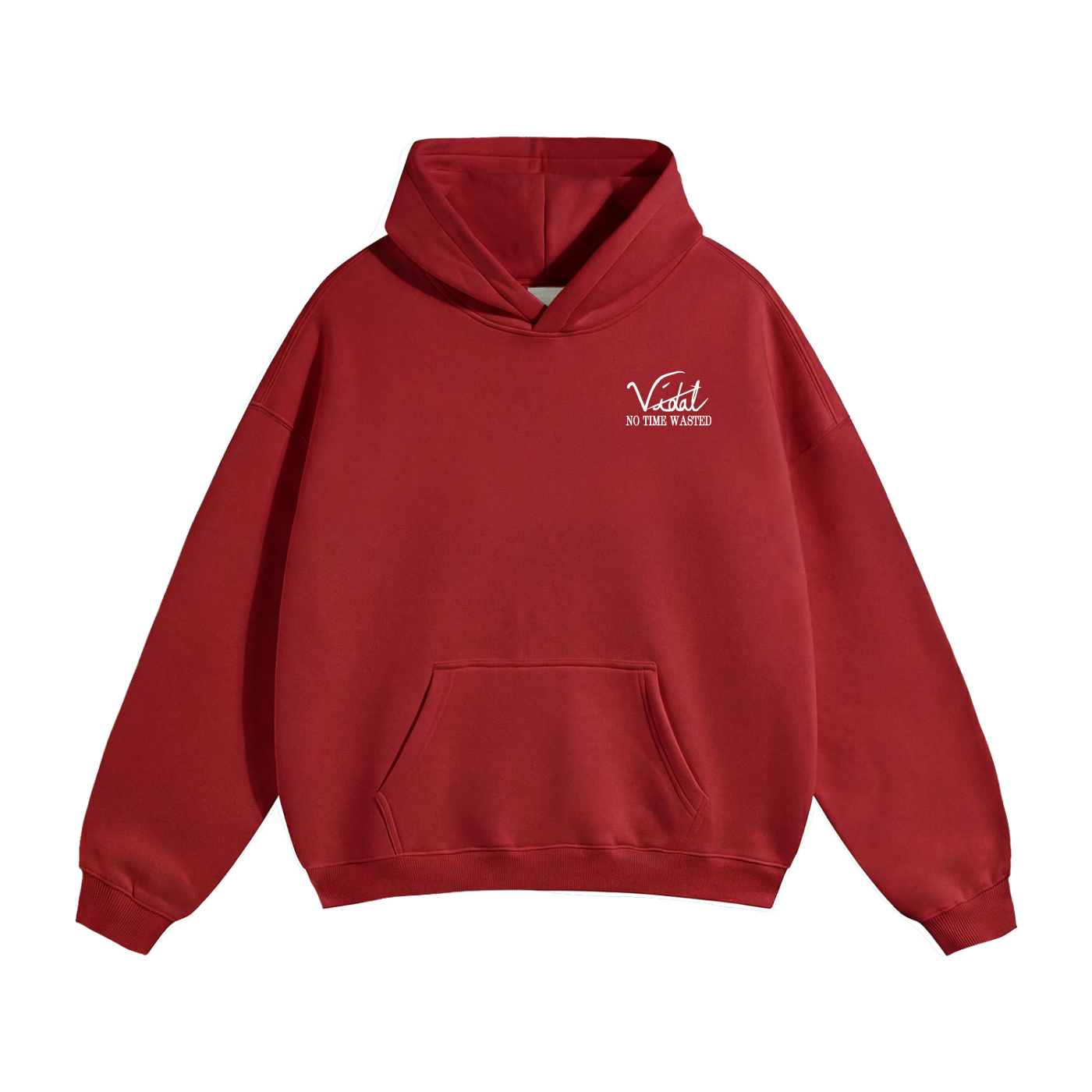 Vidal Oversize Fleeced Hoodie Front & Back White Print