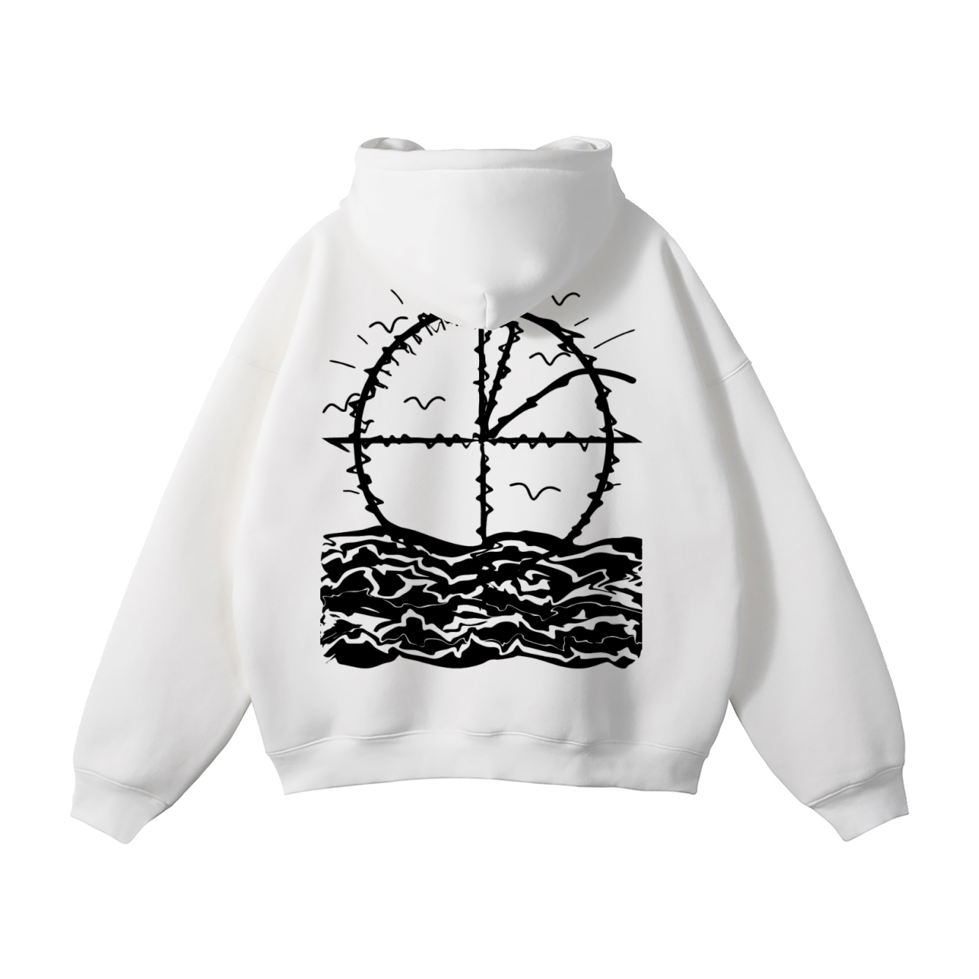 Vidal Oversize Fleeced Hoodie Front & Back Black Print