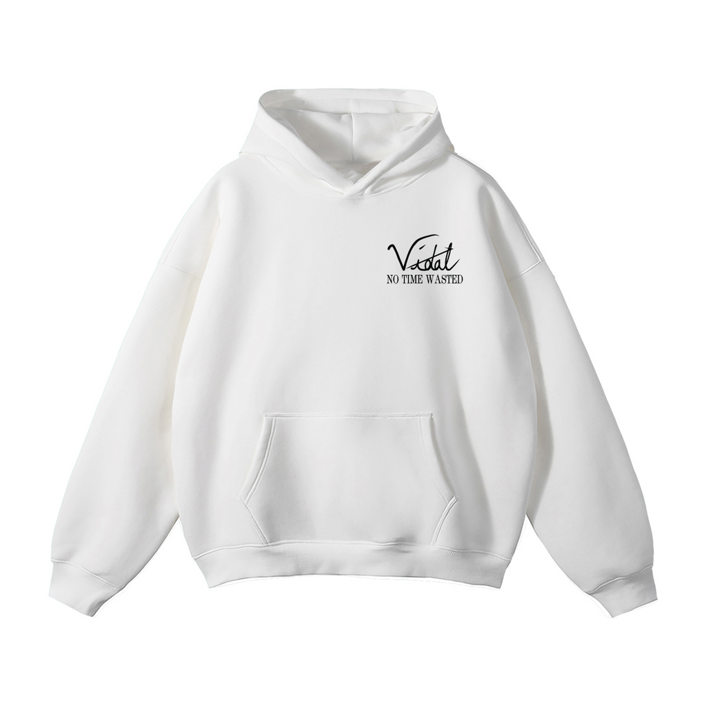 Vidal Oversize Fleeced Hoodie Front & Back Black Print