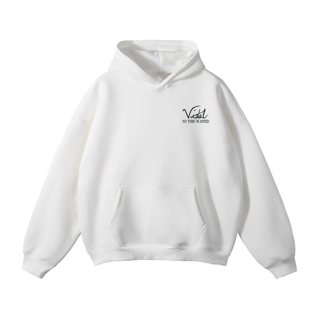 Vidal Oversize Fleeced Hoodie Front Only Print Black