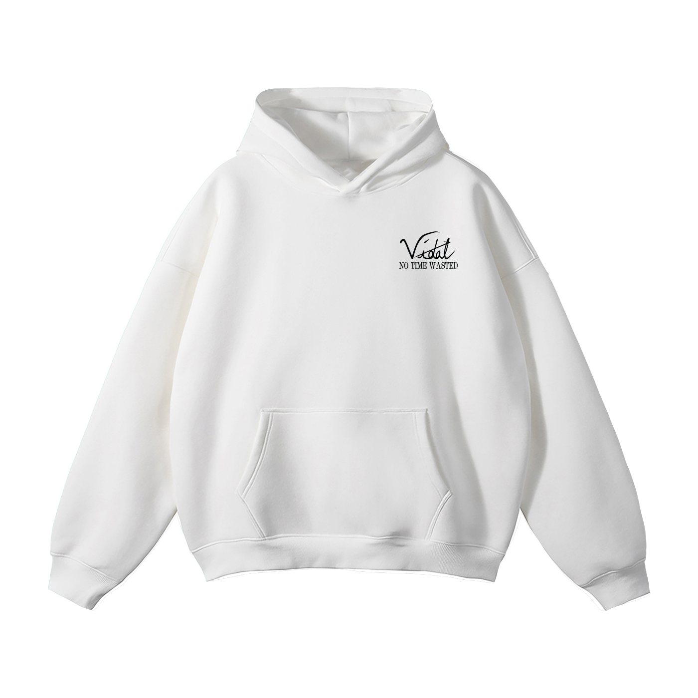 Vidal Oversize Fleeced Hoodie Front Only Print Black